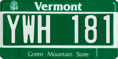VT license plate YWH181
