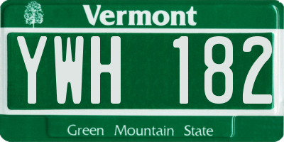 VT license plate YWH182