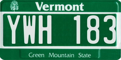VT license plate YWH183