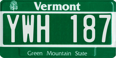 VT license plate YWH187