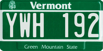 VT license plate YWH192
