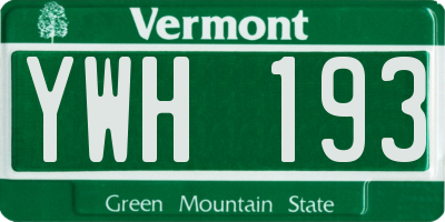 VT license plate YWH193