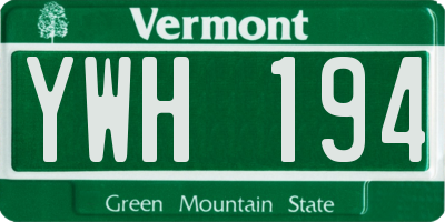VT license plate YWH194