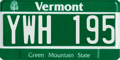 VT license plate YWH195