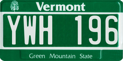 VT license plate YWH196