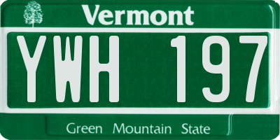 VT license plate YWH197