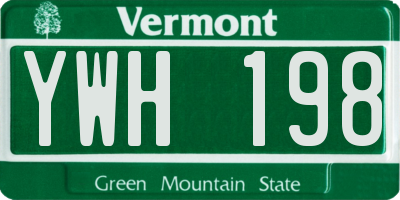 VT license plate YWH198