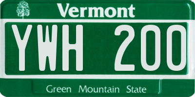 VT license plate YWH200