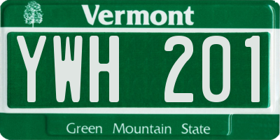 VT license plate YWH201