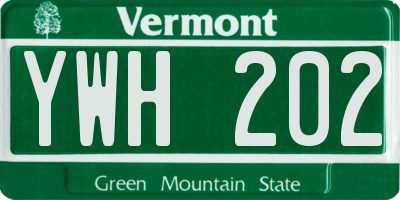VT license plate YWH202