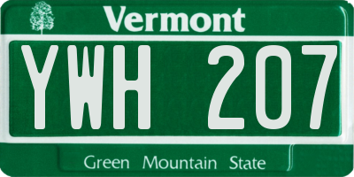 VT license plate YWH207