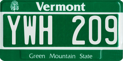 VT license plate YWH209