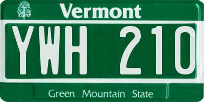 VT license plate YWH210