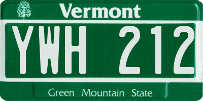 VT license plate YWH212