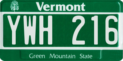 VT license plate YWH216