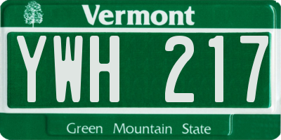 VT license plate YWH217