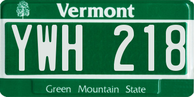 VT license plate YWH218