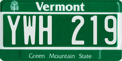 VT license plate YWH219