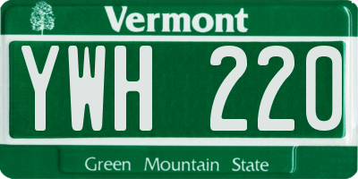 VT license plate YWH220