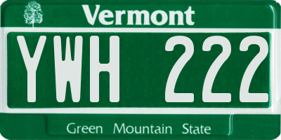 VT license plate YWH222