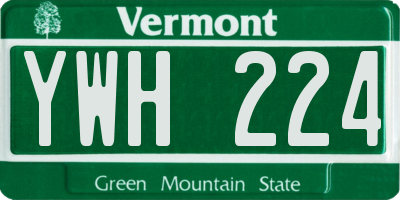 VT license plate YWH224