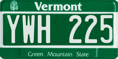 VT license plate YWH225