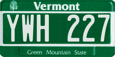 VT license plate YWH227