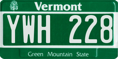 VT license plate YWH228