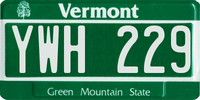 VT license plate YWH229