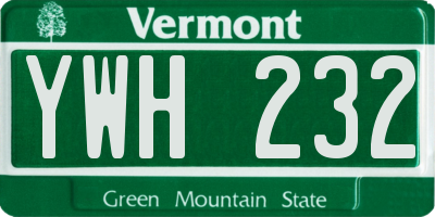 VT license plate YWH232