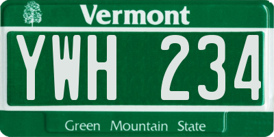 VT license plate YWH234