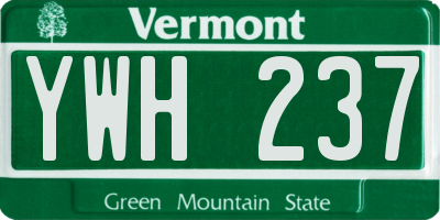 VT license plate YWH237