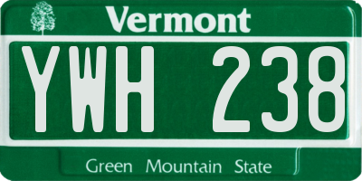 VT license plate YWH238