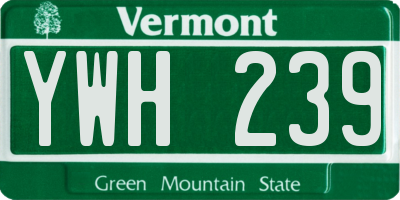 VT license plate YWH239