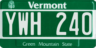 VT license plate YWH240
