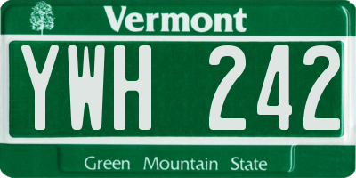 VT license plate YWH242