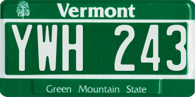 VT license plate YWH243