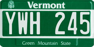 VT license plate YWH245