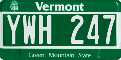VT license plate YWH247