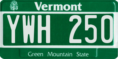VT license plate YWH250
