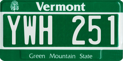 VT license plate YWH251