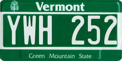 VT license plate YWH252