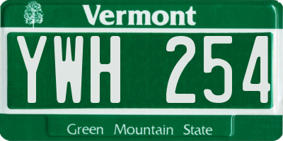 VT license plate YWH254