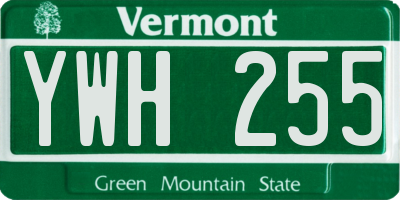 VT license plate YWH255