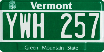 VT license plate YWH257