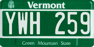 VT license plate YWH259