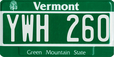 VT license plate YWH260