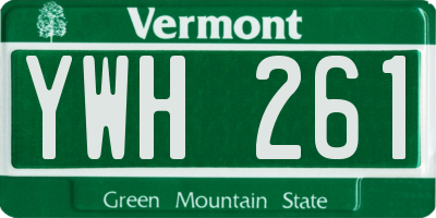 VT license plate YWH261