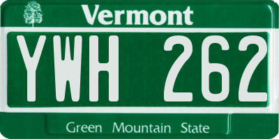 VT license plate YWH262