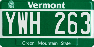 VT license plate YWH263